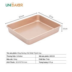 Khay nướng chữ nhật thành cao Unibaker MB328