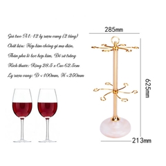Giá Treo Hai Tầng Loại 12 Ly Vang LynhDecor Thân Phale Đế Sứ NT023