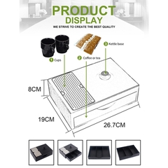 Bộ Âm đun nước khách sạn 5* mầu bạc cao cấp, bàn trà, cốc sứ pha trà.