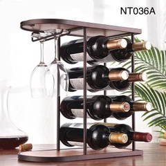 Kệ Để Rượu Vang Và Treo 2 Ly LynhDecor Màu Đồng Loại 8 chai NT036A