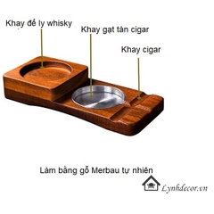 Gạt Tàn Xì Gà Kèm Đựng Ly LynhDecor