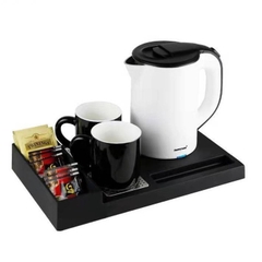 Bộ Âm đun nước khách sạn 5* mầu đên sang trọng, ấn tượng, bàn trà, cốc sứ pha trà.