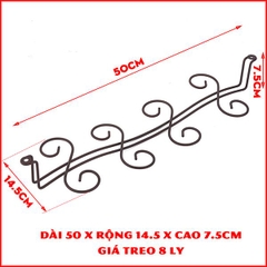 LynhDecor - Giá Treo Ly Rượu Vang Màu Đồng Giả Cổ Loại 8 Ly NT032B