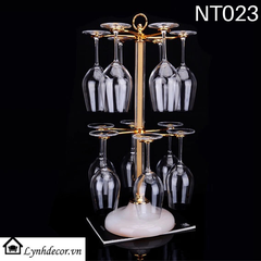 Giá Treo Hai Tầng Loại 12 Ly Vang LynhDecor Thân Phale Đế Sứ NT023