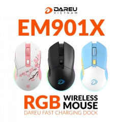 Chuột không dây Dareu EM901X RGB | BLACK/BLUE/PINK