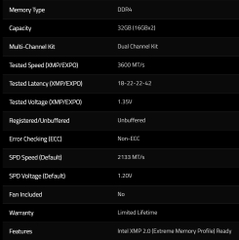 Ram G.Skill Trident Z RGB | 2x16GB bus 3600Mhz (F4-3600C18D-32GTZR)