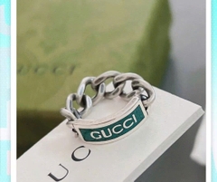 Gucci .925 Silver Chain Link Ring Turquoise