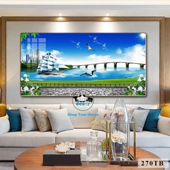 Tranh Tráng Gương Thuận Buồm Xuôi Gió Phong Thuỷ May Mắn Cho Gia Chủ - Mẫu 270TB