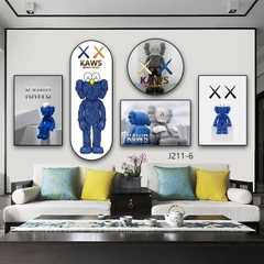 Tranh Gấu Bearbrick Kaw Tranh Tráng Gương Hoặc Tranh Nhựa Mặt Gương Dán Tường Size Lớn 120x230cm Bộ 5 Tấm