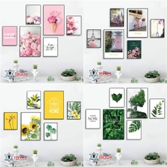 Combo 1 bộ 6 tranh decor canvas khung composite treo tường kích thước lớn