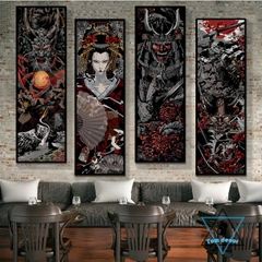 Tranh vải canvas cổ nhật có khung treo tường Decor tatto,barber,cofe...CN3