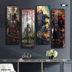 Bộ 4 Tranh Tráng Gương Sammurai Nhật Bản Decor Tiệm Tato Nhà Hàng Tiệm Cổ - SMRCN9
