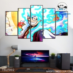 Tranh Luffy Gear 5 Ghép Hiệu Ứng Neon Tráng Gương Dán Tường,Tranh Canvas,Tráng Gương Nhựa Formex 5mm - Tranh One Piece T5LF002