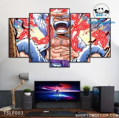 Tranh Luffy Gear 5 Ghép Hiệu Ứng Neon Tráng Gương Dán Tường,Tranh Canvas,Tráng Gương Nhựa Formex 5mm - Tranh One Piece T5LF003