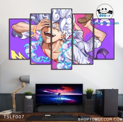 Tranh Luffy Gear 5 Ghép Hiệu Ứng Neon Tráng Gương Dán Tường,Tranh Canvas,Tráng Gương Nhựa Formex 5mm - Tranh One Piece T5LF007