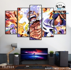Tranh Luffy Gear 5 Ghép Hiệu Ứng Neon Tráng Gương Dán Tường,Tranh Canvas,Tráng Gương Nhựa Formex 5mm - Tranh One Piece T5LF024