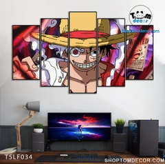 Tranh Luffy Gear 5 Ghép Hiệu Ứng Neon Tráng Gương Dán Tường,Tranh Canvas,Tráng Gương Nhựa Formex 5mm - Tranh One Piece T5LF034