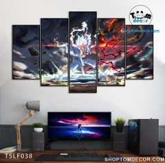 Tranh Luffy Gear 5 Ghép Hiệu Ứng Neon Tráng Gương Dán Tường,Tranh Canvas,Tráng Gương Nhựa Formex 5mm - Tranh One Piece T5LF038