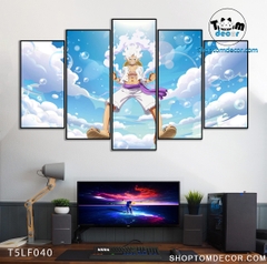 Tranh Luffy Gear 5 Ghép Hiệu Ứng Neon Tráng Gương Dán Tường,Tranh Canvas,Tráng Gương Nhựa Formex 5mm - Tranh One Piece T5LF040