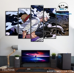 Tranh Luffy Gear 5 Ghép Hiệu Ứng Neon Tráng Gương Dán Tường,Tranh Canvas,Tráng Gương Nhựa Formex 5mm - Tranh One Piece T5LF046