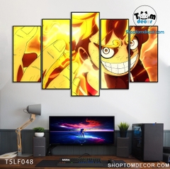 Tranh Luffy Gear 5 Ghép Hiệu Ứng Neon Tráng Gương Dán Tường,Tranh Canvas,Tráng Gương Nhựa Formex 5mm - Tranh One Piece T5LF048
