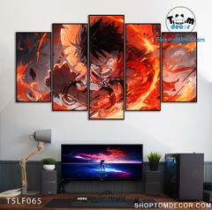 Tranh Luffy Gear 5 Ghép Hiệu Ứng Neon Tráng Gương Dán Tường,Tranh Canvas,Tráng Gương Nhựa Formex 5mm - Tranh One Piece T5LF065