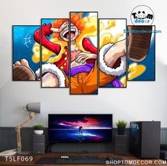 Tranh Luffy Gear 5 Ghép Hiệu Ứng Neon Tráng Gương Dán Tường,Tranh Canvas,Tráng Gương Nhựa Formex 5mm - Tranh One Piece T5LF069