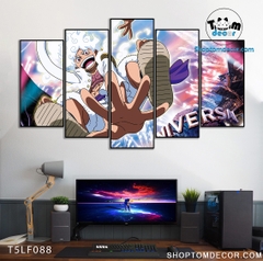 Tranh Luffy Gear 5 Ghép Hiệu Ứng Neon Tráng Gương Dán Tường,Tranh Canvas,Tráng Gương Nhựa Formex 5mm - Tranh One Piece T5LF088