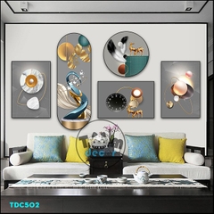 Tranh Ghép 5 Bức Tranh Trừu Tượng Tráng Gương Hoặc Tranh Nhựa Mặt Gương Dán Tường Bộ 5 Tấm - TDC502