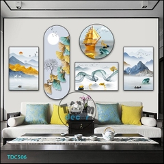 Tranh Ghép 5 Bức Tranh Trừu Tượng Tráng Gương Hoặc Tranh Nhựa Mặt Gương Dán Tường Bộ 5 Tấm - TDC506