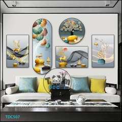 Tranh Ghép 5 Bức Tranh Trừu Tượng Tráng Gương Hoặc Tranh Nhựa Mặt Gương Dán Tường Bộ 5 Tấm - TDC507