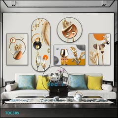 Tranh Ghép 5 Bức Tranh Trừu Tượng Tráng Gương Hoặc Tranh Nhựa Mặt Gương Dán Tường Bộ 5 Tấm - TDC509