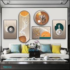 Tranh Ghép 5 Bức Tranh Trừu Tượng Tráng Gương Hoặc Tranh Nhựa Mặt Gương Dán Tường Bộ 5 Tấm -TDC512