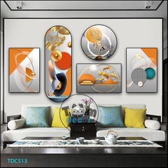 Tranh Ghép 5 Bức Tranh Trừu Tượng Tráng Gương Hoặc Tranh Nhựa Mặt Gương Dán Tường Bộ 5 Tấm - TDC513
