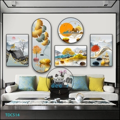 Tranh Ghép 5 Bức Tranh Trừu Tượng Tráng Gương Hoặc Tranh Nhựa Mặt Gương Dán Tường Bộ 5 Tấm - TDC514