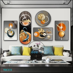 Tranh Ghép 5 Bức Tranh Trừu Tượng Tráng Gương Hoặc Tranh Nhựa Mặt Gương Dán Tường Bộ 5 Tấm - TDC515