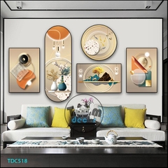 Tranh Ghép 5 Bức Tranh Trừu Tượng Tráng Gương Hoặc Tranh Nhựa Mặt Gương Dán Tường Bộ 5 Tấm - TDC518