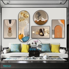 Tranh Ghép 5 Bức Tranh Trừu Tượng Tráng Gương Hoặc Tranh Nhựa Mặt Gương Dán Tường Bộ 5 Tấm - TDC521