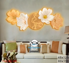 Tranh Led 3D Hoa Nghệ Thuật Decor Tranh Tráng Gương Có Remot Điều Khiển Từ Xa - THL3D-06