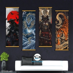 Tranh Canvas Thư Pháp Cuộn Bộ 4 Bức Hình Chất Samurai Độc Quyền Shop Tomdecor Bán Tranh Cuộn Treo Tường - TPSMRX405