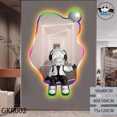 Tranh 3D tráng gương gấu bearbrick led RGB có remot điều khiển