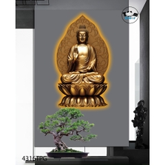 Tranh 3D đèn led Phật Giáo - Tranh treo tường tráng gương led có remot điều khiển