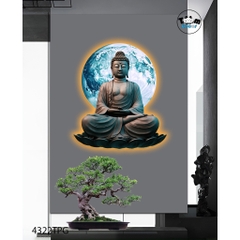 Tranh 3D đèn led Phật Giáo - Tranh treo tường tráng gương led có remot điều khiển - 4322TPG