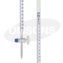 Buret thẳng khóa thủy tinh 50ml, Class B, Hãng OMSONS GERMANY