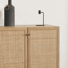 MEY, Tủ lưu trữ phối lưới mây hài hòa công năng, 70x40x90cm, MDF phủ melamine, Nội thất Nhà Trên Cao