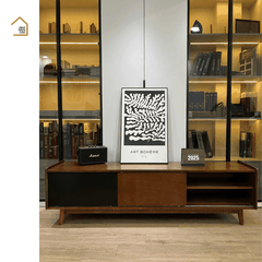 TENO, Kệ tivi thiết kế sang trọng, TTV_090, 180x40x50cm, Gỗ cao su phủ Veneer, Nội thất Nhà trên cao