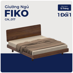 FIKO, Giường ngủ phong cách sang trọng tối giản, GN_017, 200x160x100cm, Plywood phủ Veneer, Nội thất Nhà trên cao