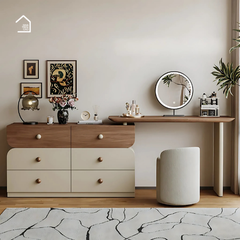 SAMA, BTD_031,  Bàn trang điểm 6 hộc tủ lưu trữ sang trọng,120x40x75cm, Plywood phủ sơn 2K, Nội thất Nhà Trên Cao