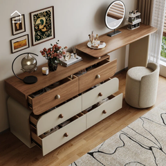 SAMA, BTD_031,  Bàn trang điểm 6 hộc tủ lưu trữ sang trọng,120x40x75cm, Plywood phủ sơn 2K, Nội thất Nhà Trên Cao