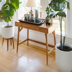 PIA, Bàn trang điểm hiện đại, BTD_022, 100x40x75cm, Plywood phủ Veneer, Nội thất Nhà Trên Cao